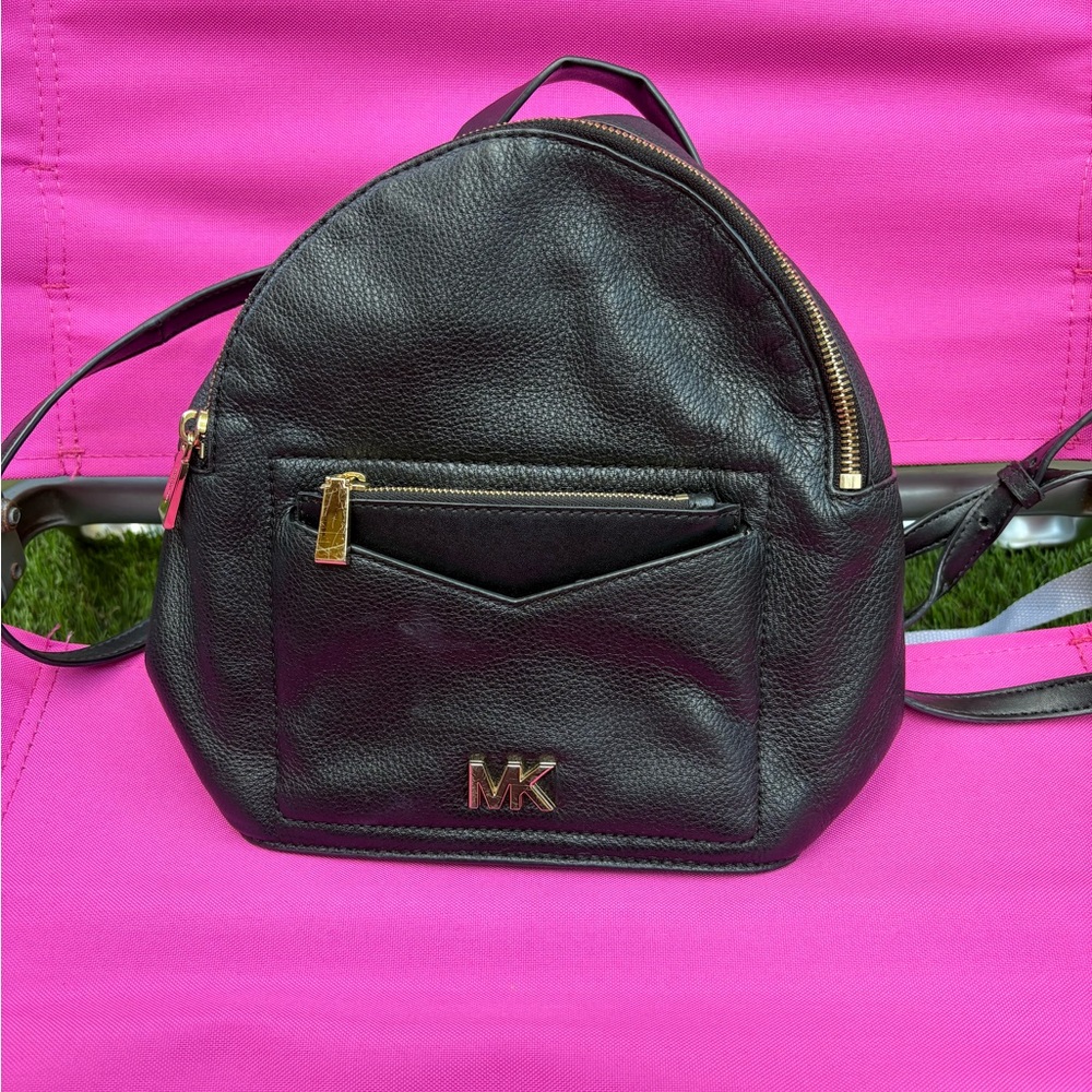 Michael Kors Black Pebbled Leather Mini Backpack with Gold Hardware - Picture 6 of 6